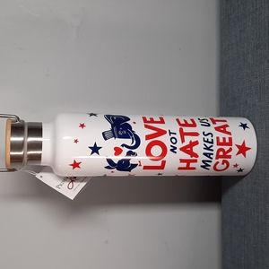 Insulated Stainless Steel Water Patriotic Love Democrat Republican USA Wood Top